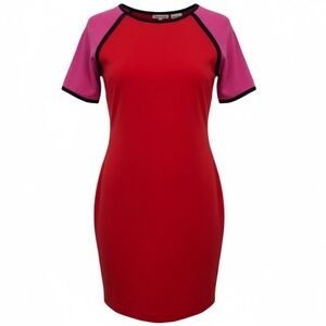 Juicy Couture Red & Pink Colorblock Bodycon Dress Women's 8 Cutouts Sporty Retro